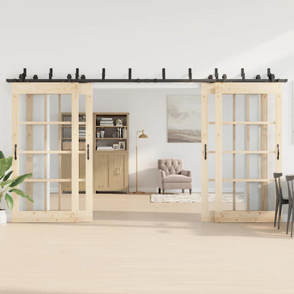 Schiebetürbeschlag-Set 427 cm Stahl Schwarz