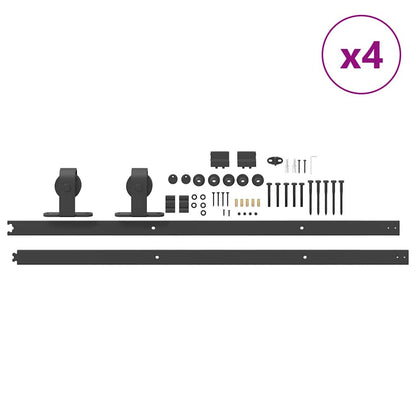 Schiebetürbeschlag-Set 427 cm Stahl Schwarz