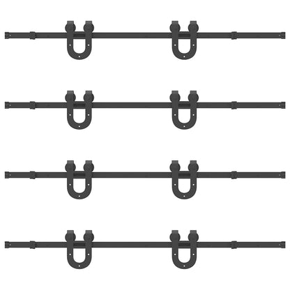 Schiebetürbeschlag-Set 366 cm Stahl Schwarz