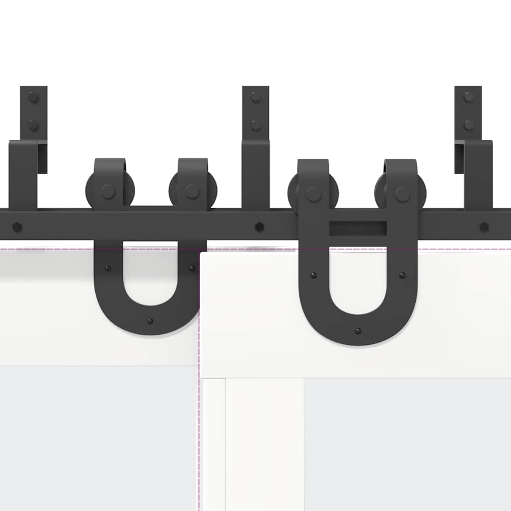 Schiebetürbeschlag-Set 366 cm Stahl Schwarz