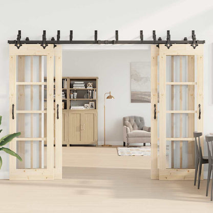 Schiebetürbeschlag-Set 305 cm Stahl Schwarz