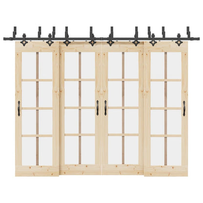 Schiebetürbeschlag-Set 305 cm Stahl Schwarz