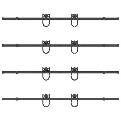 Schiebetürbeschlag-Set 400 cm Stahl Schwarz