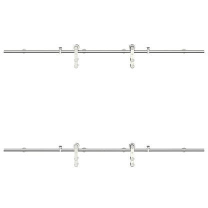 Schiebetür-Beschlagsatz 183 cm Edelstahl Silbern