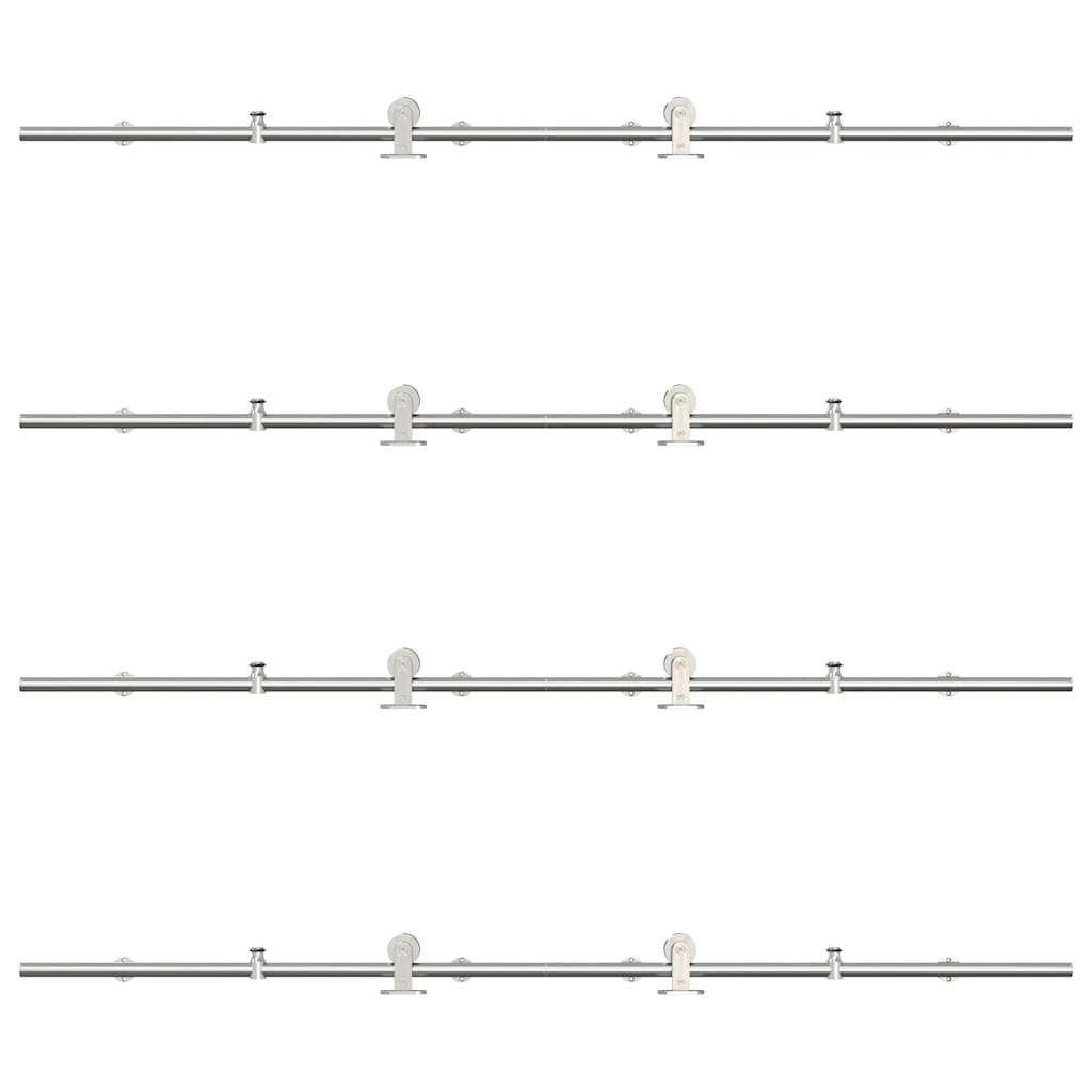 Schiebetür-Beschlagsatz 366 cm Edelstahl Silbern