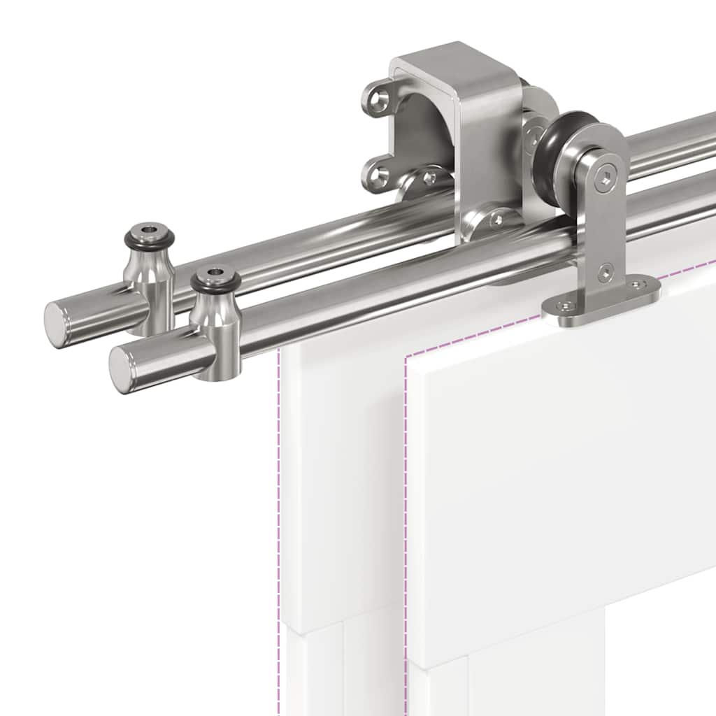 Schiebetür-Beschlagsatz 366 cm Edelstahl Silbern