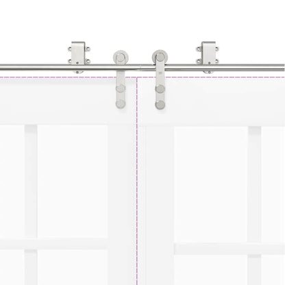 Schiebetür-Beschlagsatz 366 cm Edelstahl Silbern