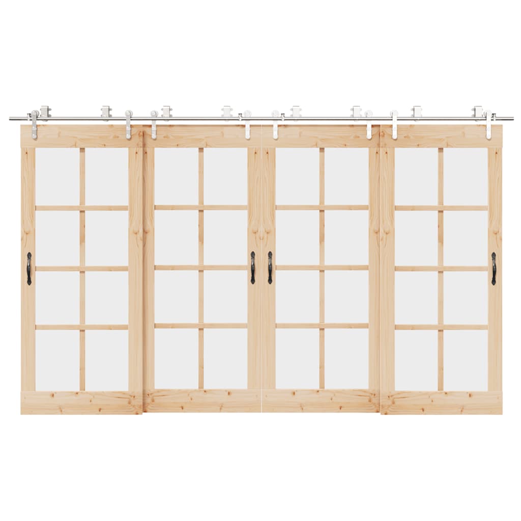 Schiebetür-Beschlagsatz 366 cm Edelstahl Silbern