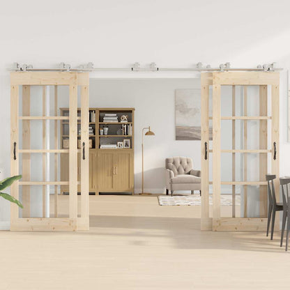 Schiebetür-Beschlagsatz 366 cm Edelstahl Silbern