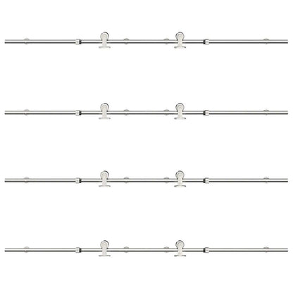 Schiebetür-Beschlagsatz 366 cm Edelstahl Silbern