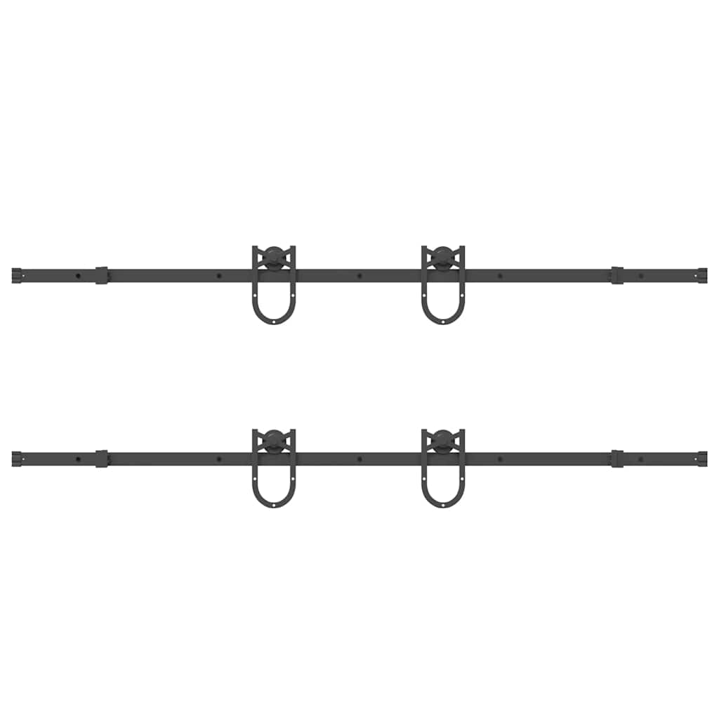 Schiebetürbeschlag-Set 400 cm Stahl Schwarz