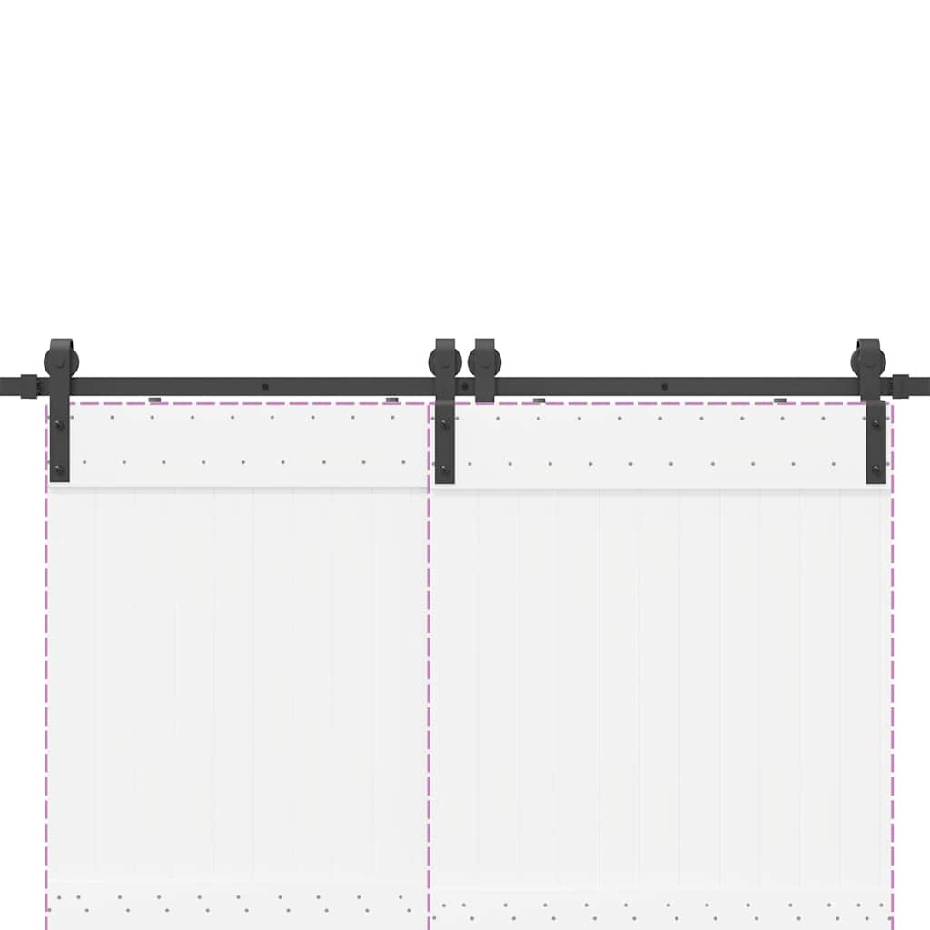 Schiebetürbeschlag-Set 366 cm Stahl Schwarz