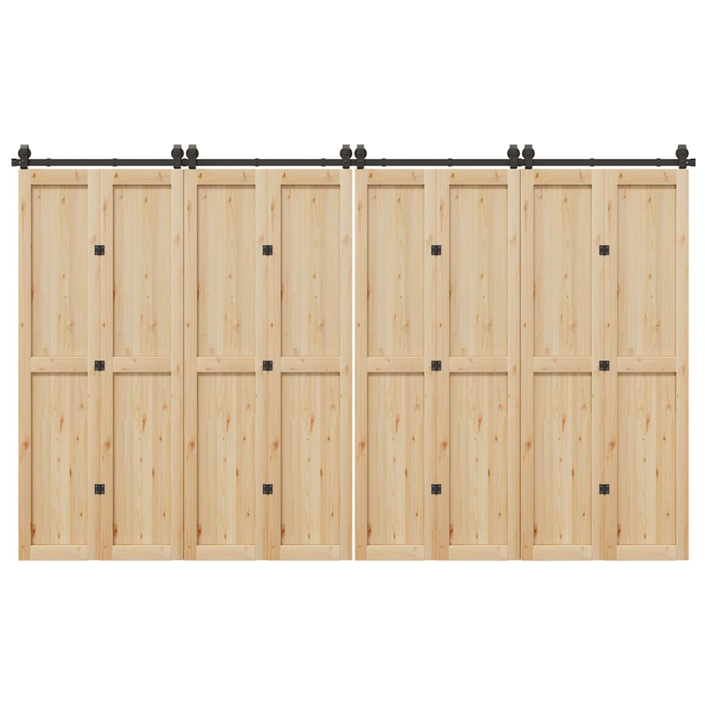 Schiebetürbeschlag-Set 366 cm Stahl Schwarz