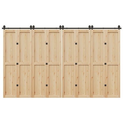 Schiebetürbeschlag-Set 366 cm Stahl Schwarz