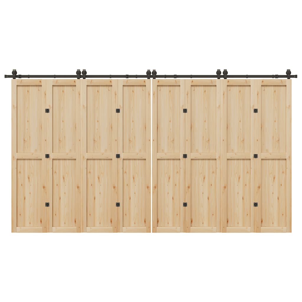 Schiebetürbeschlag-Set 400 cm Stahl Schwarz