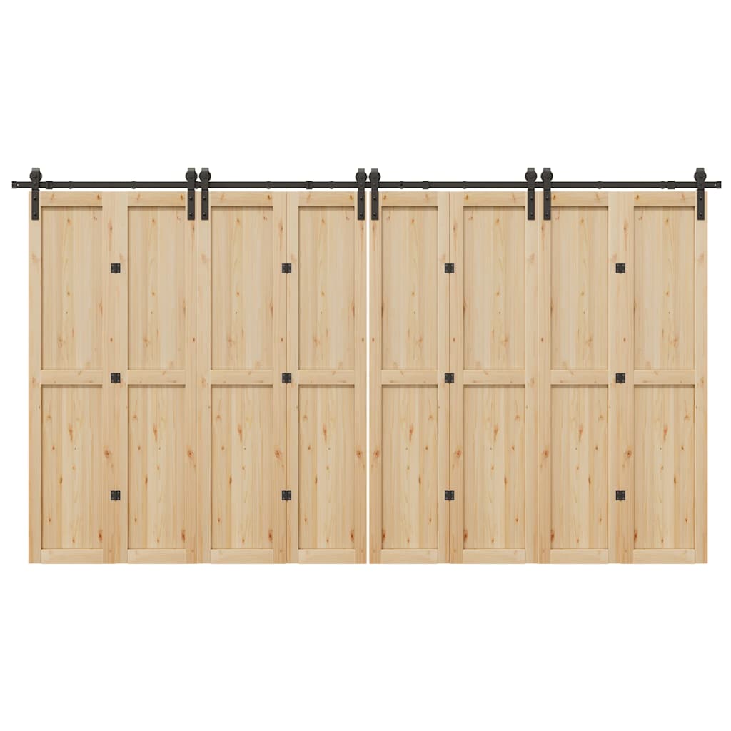 Schiebetürbeschlag-Set 400 cm Stahl Schwarz