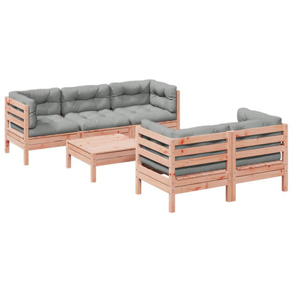 6-tlg. Garten-Sofagarnitur mit Kissen Massivholz Douglasie