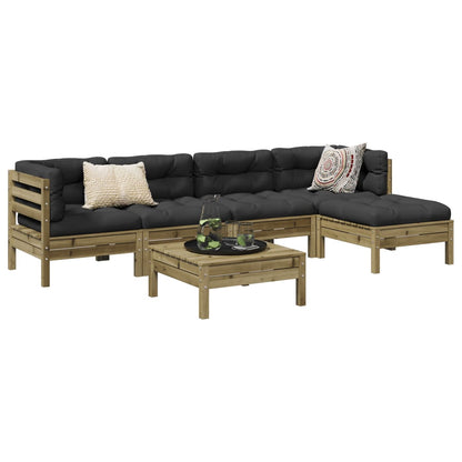 6-tlg. Garten-Sofagarnitur mit Kissen Kiefernholz Imprägniert