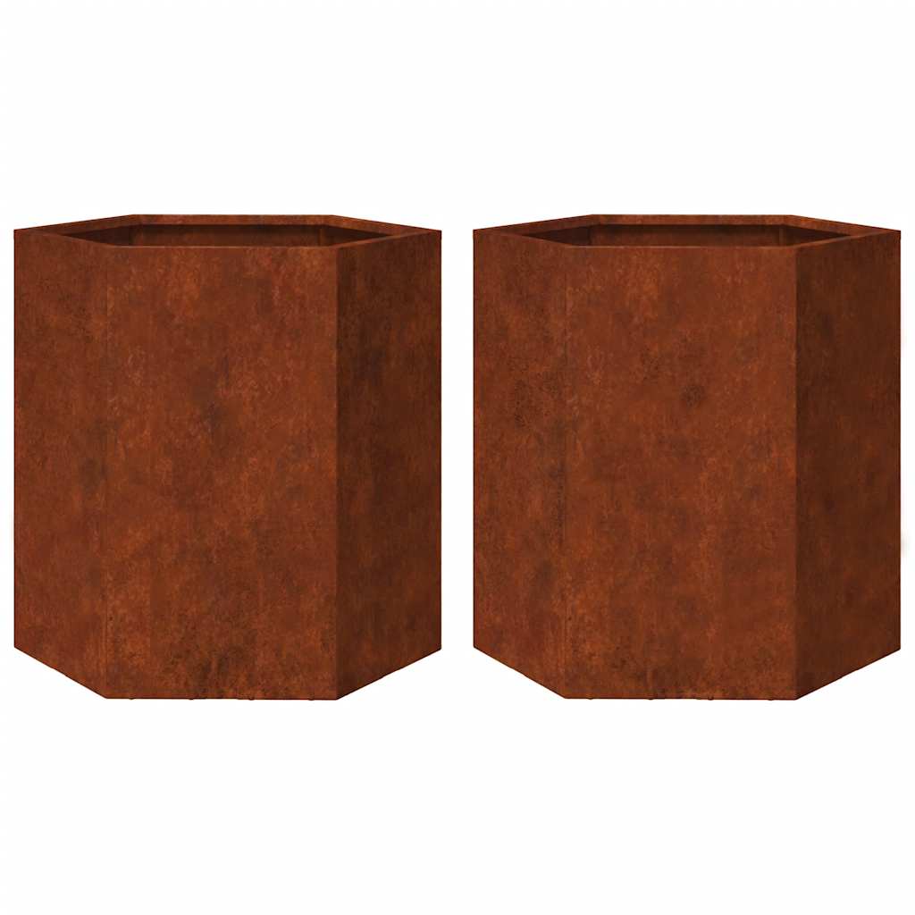 Pflanzkübel 2 Stk. Sechseckig 46x40x45 cm Wetterfester Stahl
