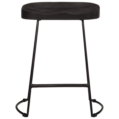Barhocker 2 Stk. Schwarz 46x38x52 cm Mango Massivholz