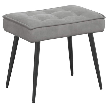 Relaxsessel mit Hocker Hellgrau Samt