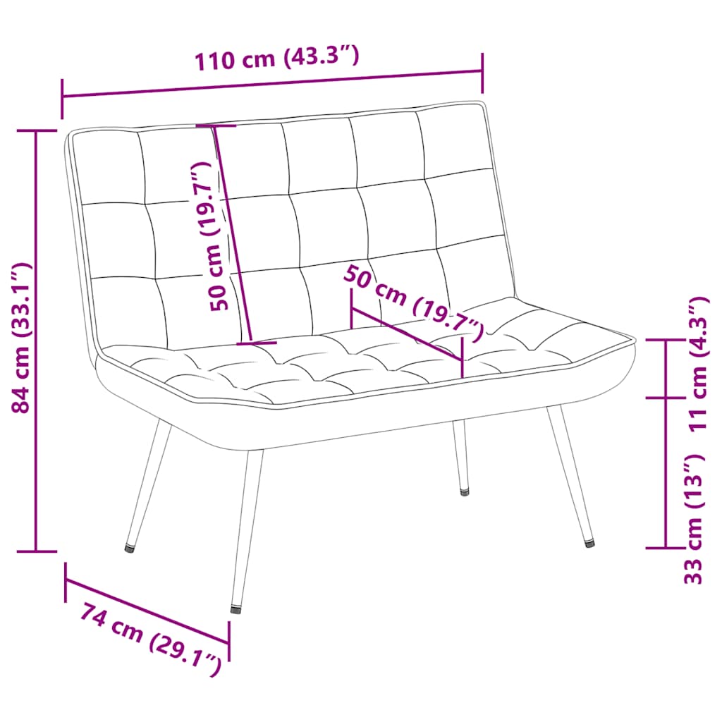 Sitzbank Schwarz 110x74x84 cm Samt
