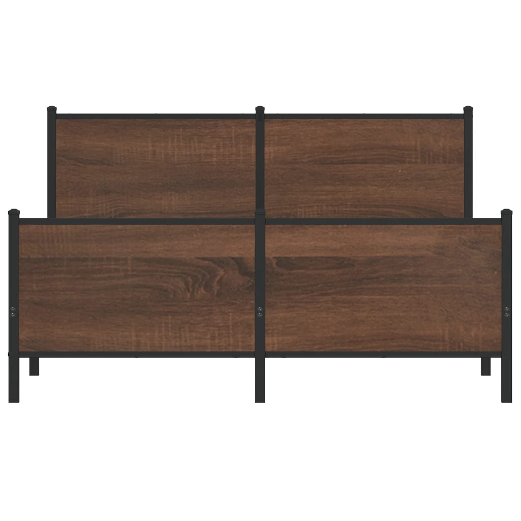 Metallbett ohne Matratze Braun Eichen-Optik 150x200 cm
