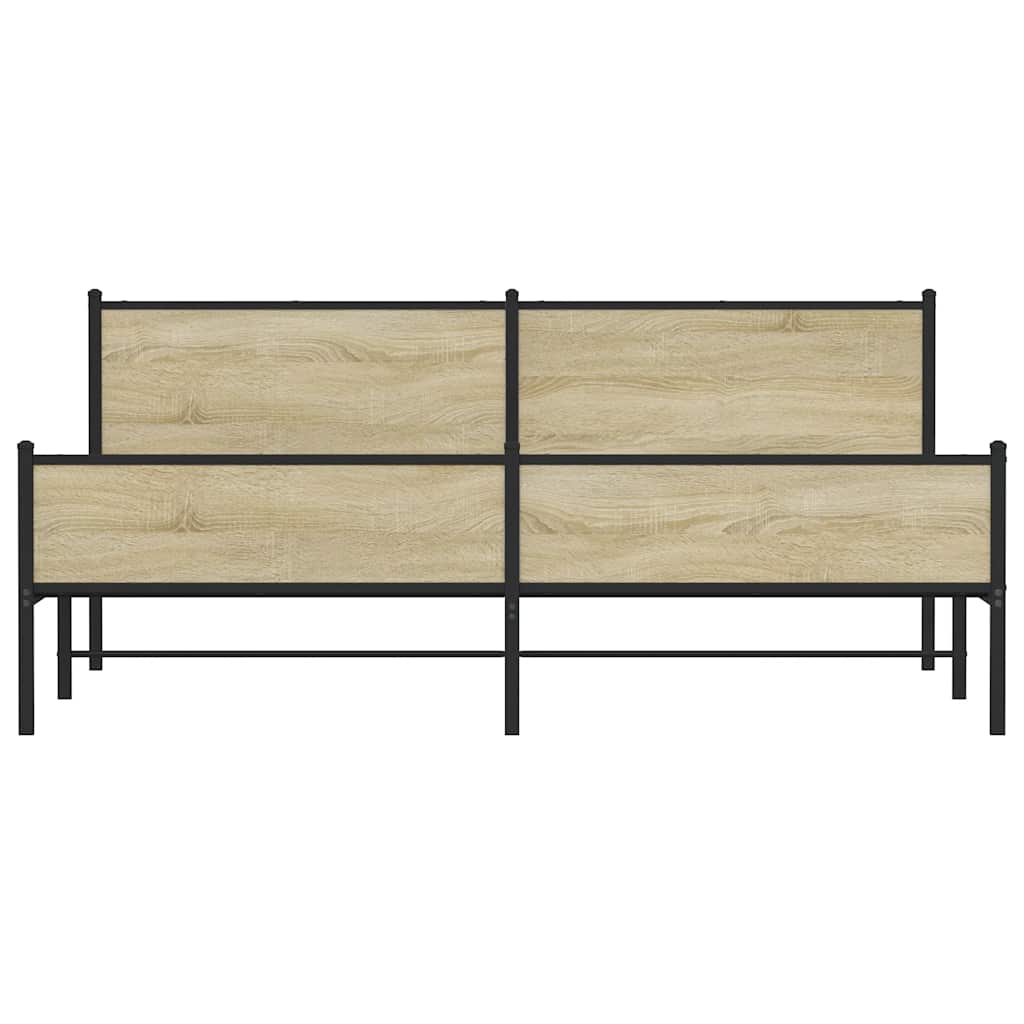 Metallbett ohne Matratze Sonoma-Eiche 193x203 cm