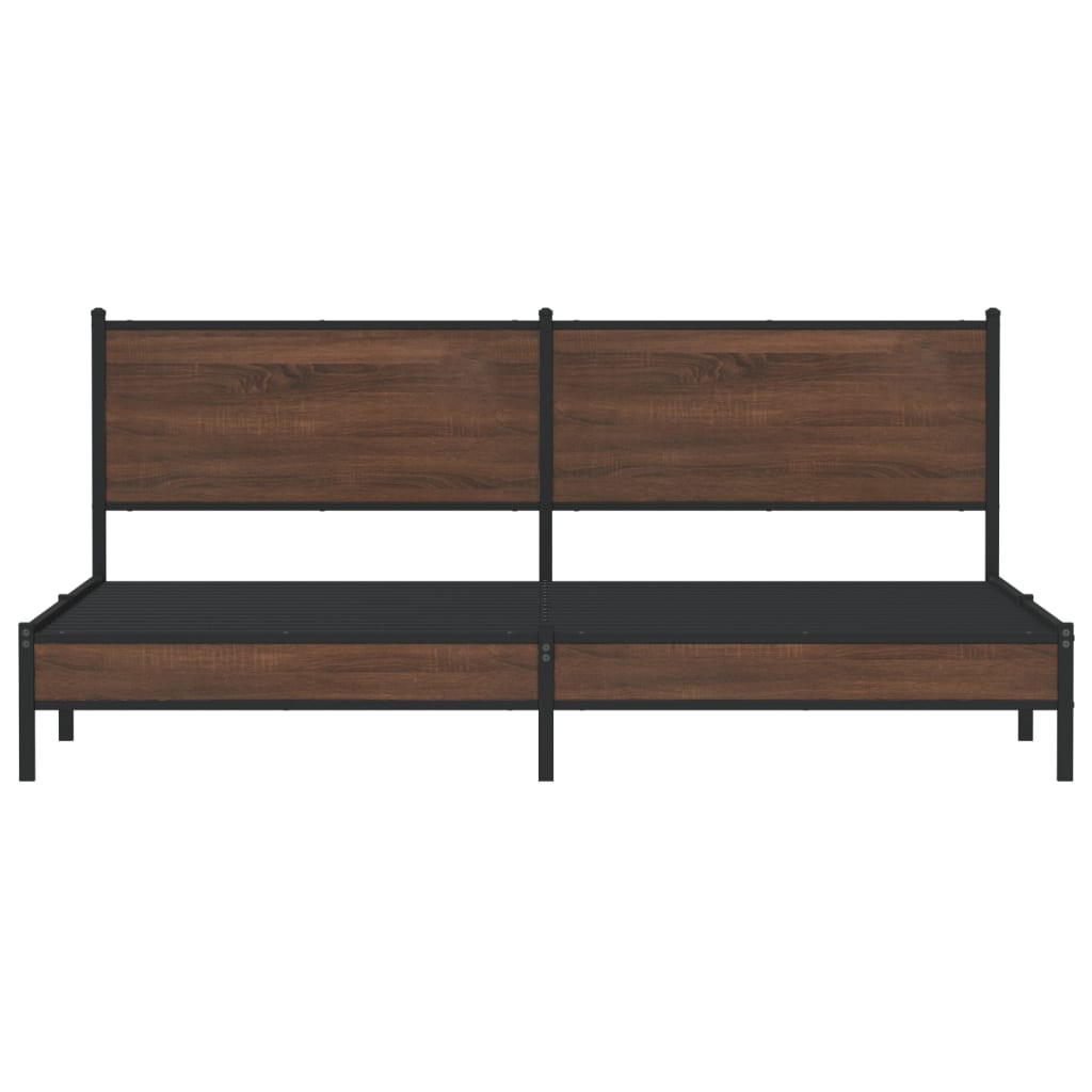 Metallbett ohne Matratze Braun Eichen-Optik 193x203 cm