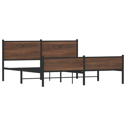 Metallbett ohne Matratze Braun Eichen-Optik 180x200 cm