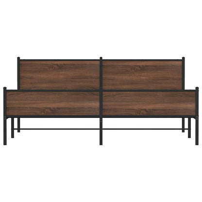 Metallbett ohne Matratze Braun Eichen-Optik 193x203 cm