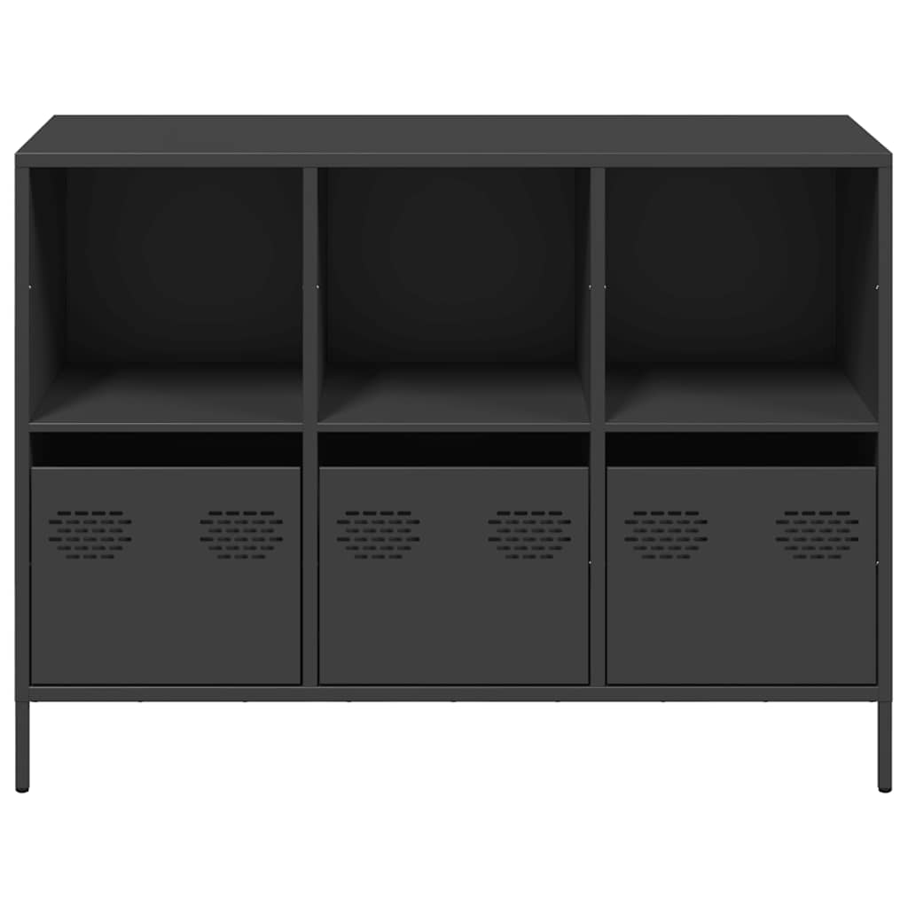 Sideboard Schwarz 101,5x39x73,5 cm Kaltgewalzter Stahl