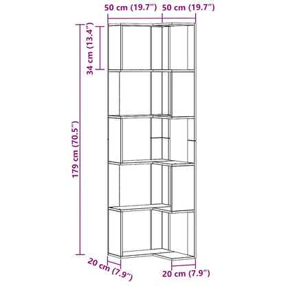 Eck-Bücherregal 5 Böden Artisan-Eiche 50x50x179cm Holzwerkstoff