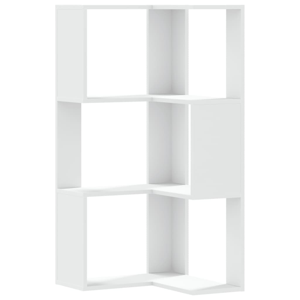 Eck-Bücherregal 3 Böden Weiß 50x50x102 cm Holzwerkstoff