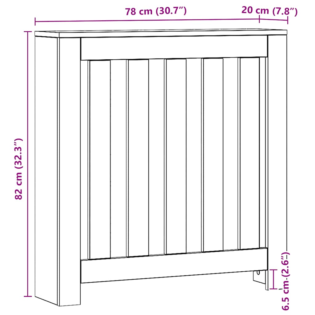 Heizkörperverkleidung Artisan-Eiche 78x20x82 cm Holzwerkstoff