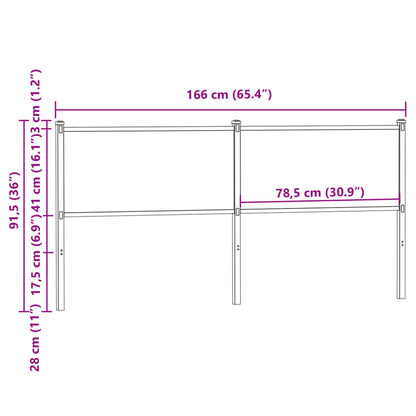 Ersatz-Kopfteil Räuchereiche 160 cm Holzwerkstoff und Stahl