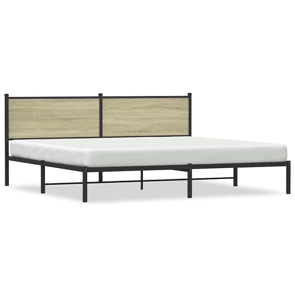 Metallbett ohne Matratze Sonoma-Eiche 193x203 cm