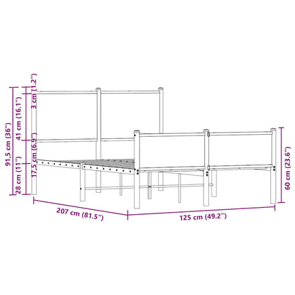 Metallbett ohne Matratze Eichen-Optik 120x200 cm