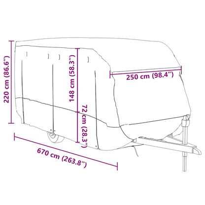 Schutzhülle für Wohnwagen Grau 670x250x220 cm Vliesstoff