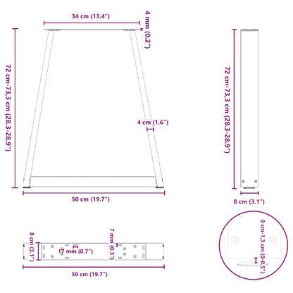 Esstischbeine V-Form 2 Stk. Weiß 50x(72-73,3) cm Stahl