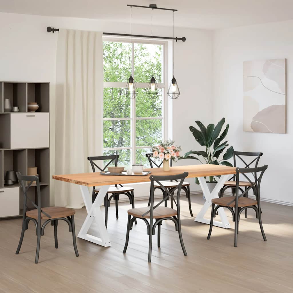 Esstisch Beine 2 Stück Weiß 70x(72-73,3) cm Stahl