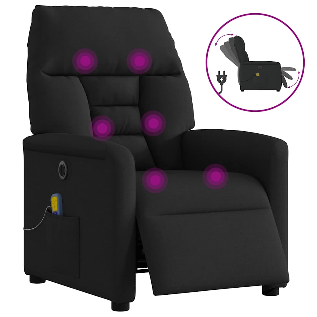 Massagesessel Elektrisch Schwarz Stoff