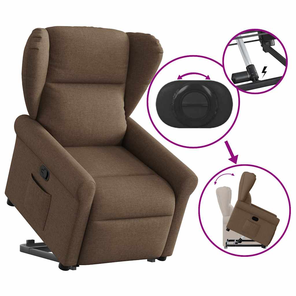 Relaxsessel mit Aufstehhilfe Braun Stoff