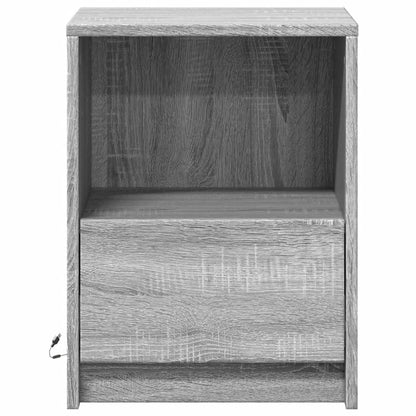Nachttische mit LED-Leuchten 2 Stk. Grau Sonoma Holzwerkstoff