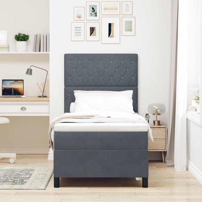 Boxspringbett mit Matratze Dunkelgrau 90 x 190 cm Samt