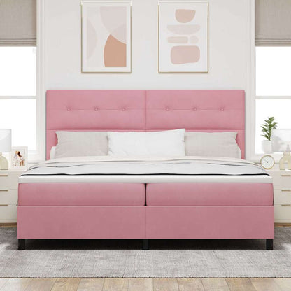 Boxspringbett mit Matratze mit Kopfteil Rosa 200 x 200 cm Samt