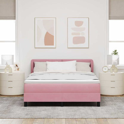 Boxspringbett mit Matratze mit Kopfteil Rosa 140 x 190 cm Samt