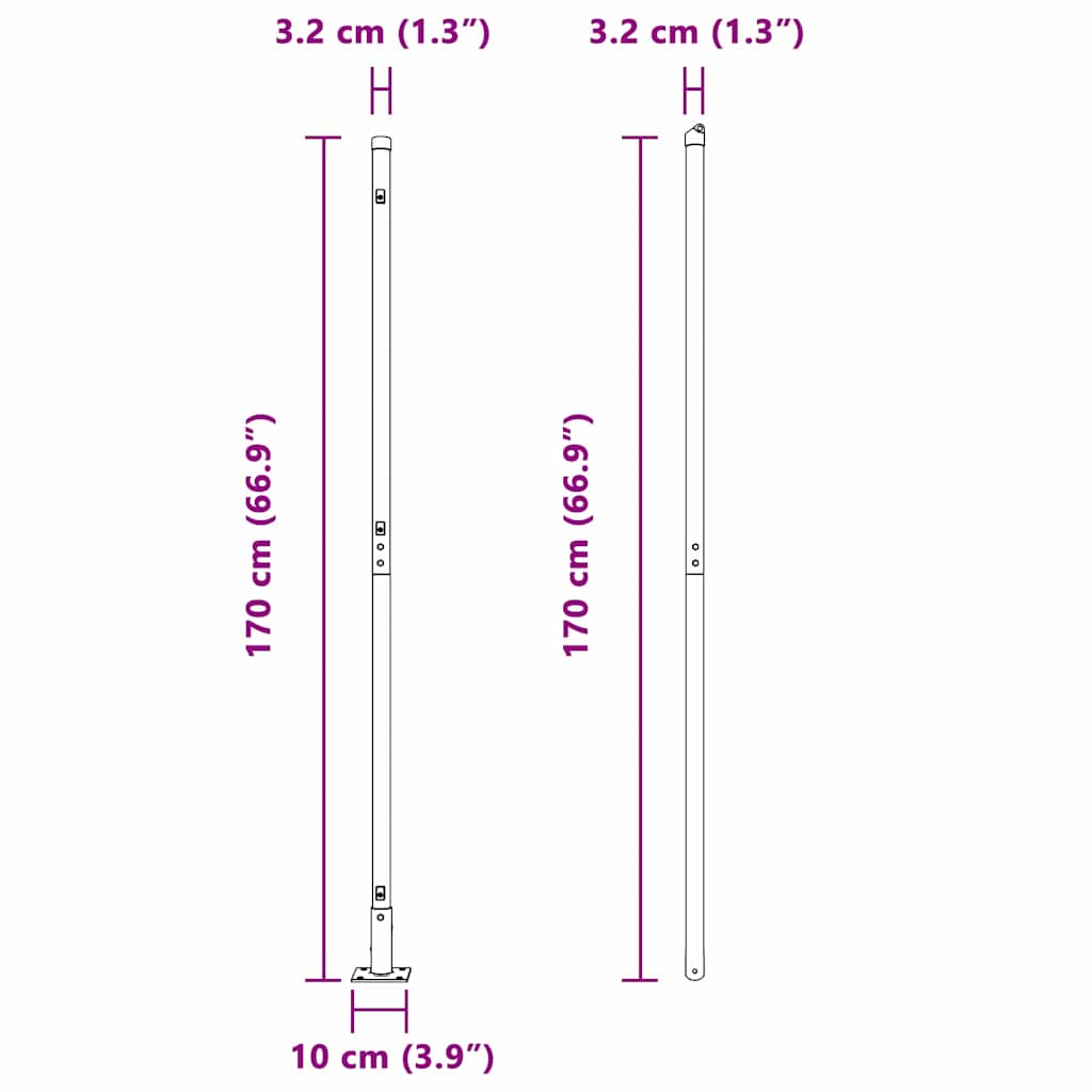 Zaunpfosten 26 pcs Grau 3,2 x 3,2 x 170 cm
