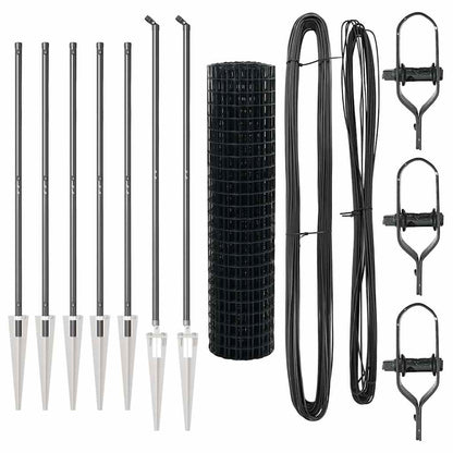 Zaun mit Pfosten Grau 1,4 x 10 m Stahl und PVC