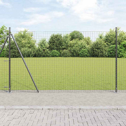 Zaun mit Pfosten Grau 1,5 x 10 m Stahl und PVC